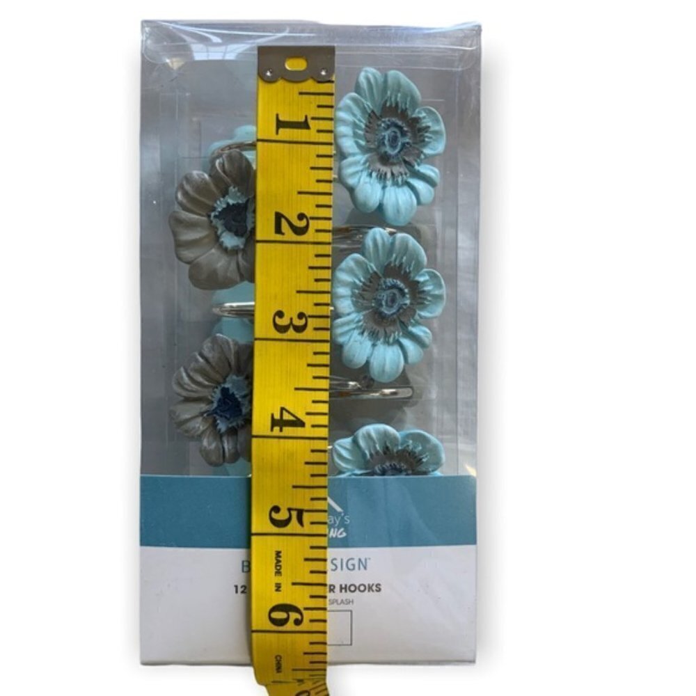 Today’s Living Shower Hooks Resin Sun Splash Collection Blue Clay-Grey Set of 12 - Picture 4 of 14
